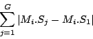 \begin{displaymath} \sum_{j=1}^{G}\vert M_i.S_j - M_i.S_1\vert \end{displaymath}